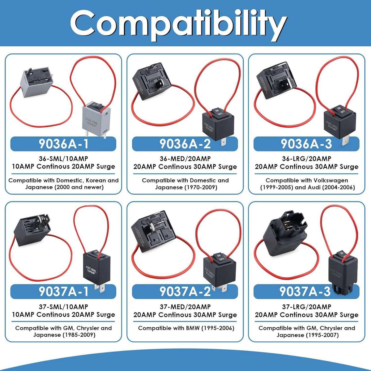 6-Piece Set 9038A Relay Bypass Switch Tester Kit With Wires For Electrical Testing