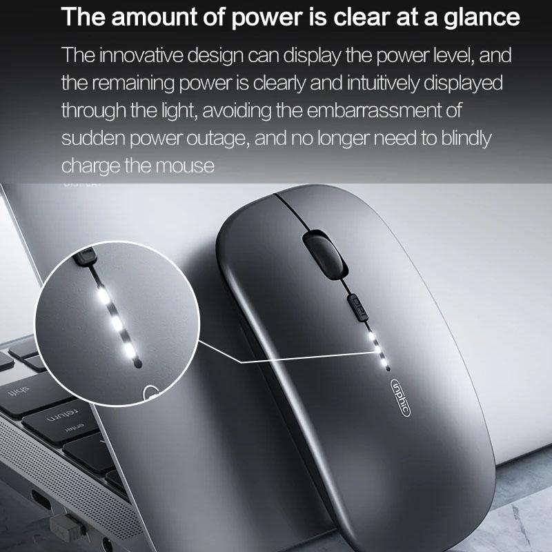 Inphic M1 PRO Wireless Bluetooth Tri-mode Rechargeable Mute Mouse With Battery Level Display(Silver)