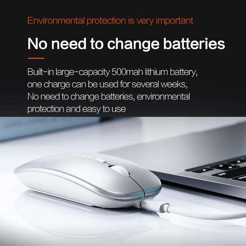 Inphic M1 PRO Wireless Bluetooth Tri-mode Rechargeable Mute Mouse With Battery Level Display(Silver)