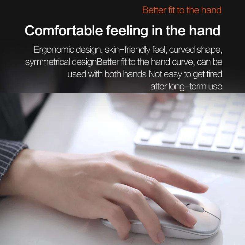 Inphic M1 PRO Wireless Bluetooth Tri-mode Rechargeable Mute Mouse With Battery Level Display(Silver)