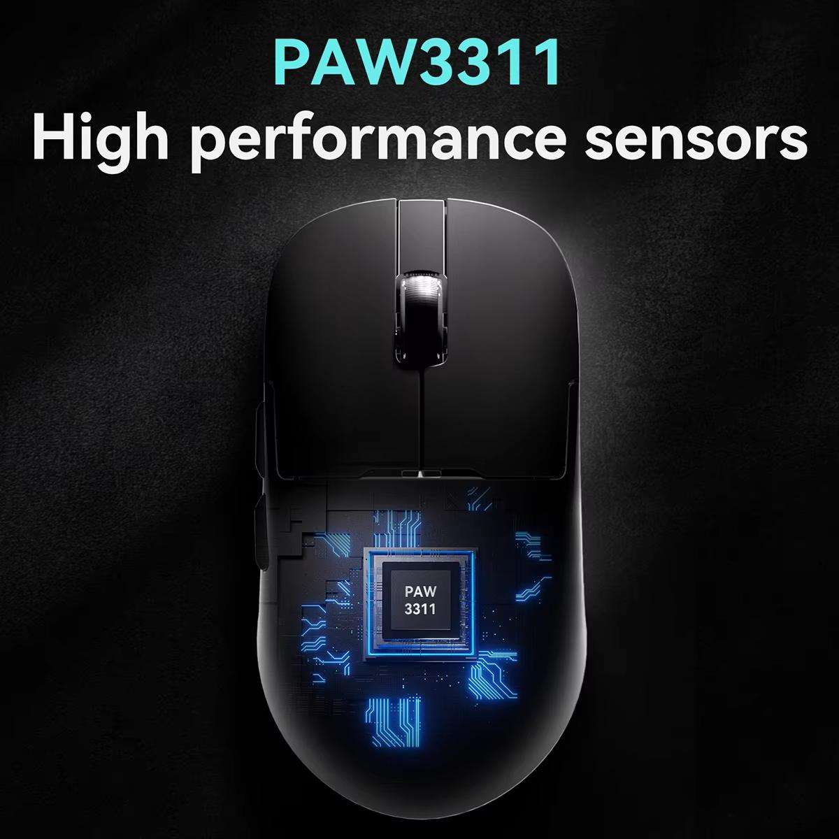 Ajazz AJ159P MC Tri-Mode Magnetic Wireless Mouse Ergonomic Lightweight Silent Gaming Mice(Black)