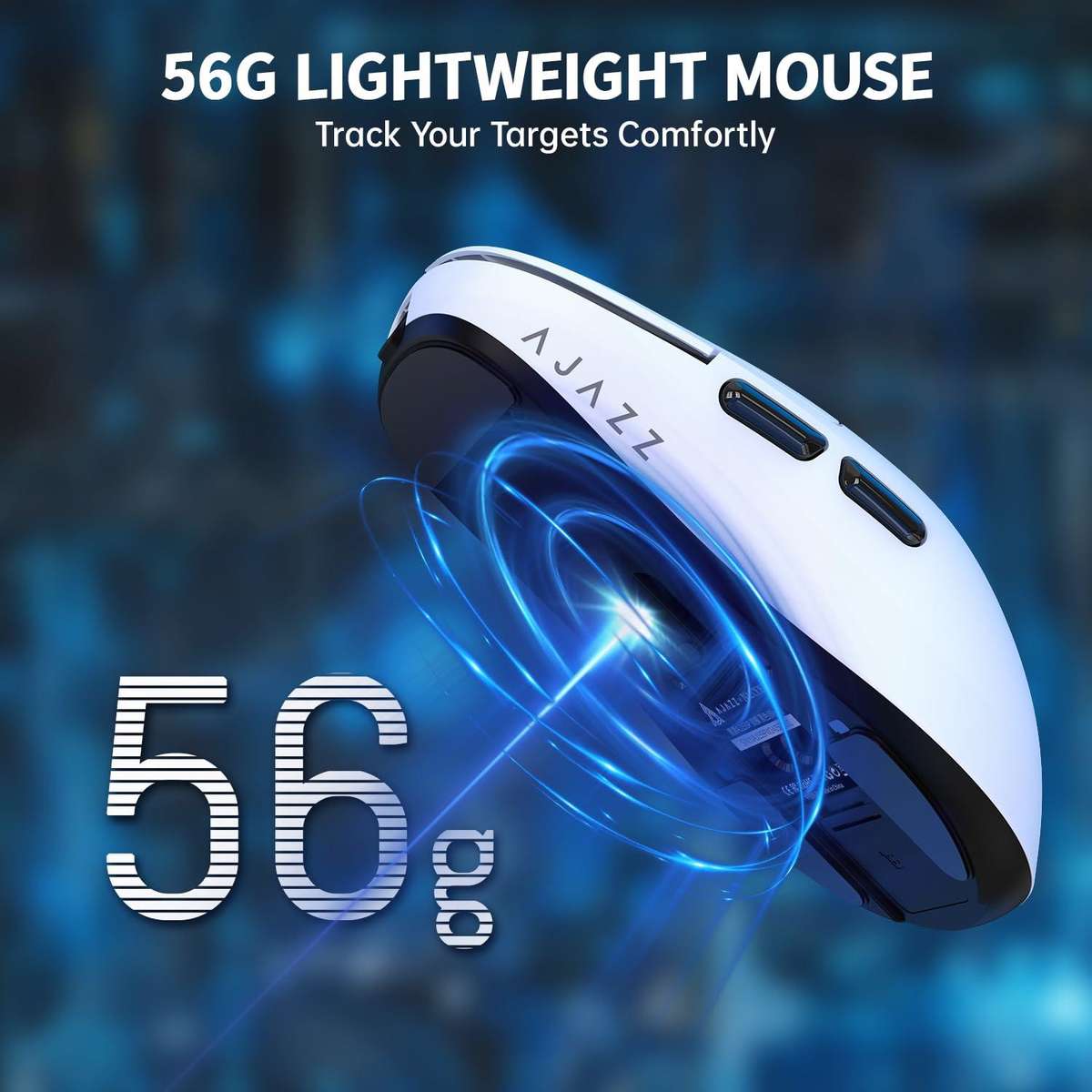 Ajazz 2.4G / Wired Dual Mode Gaming Mouse PAW3395 Chip, Spec: AJ159 White