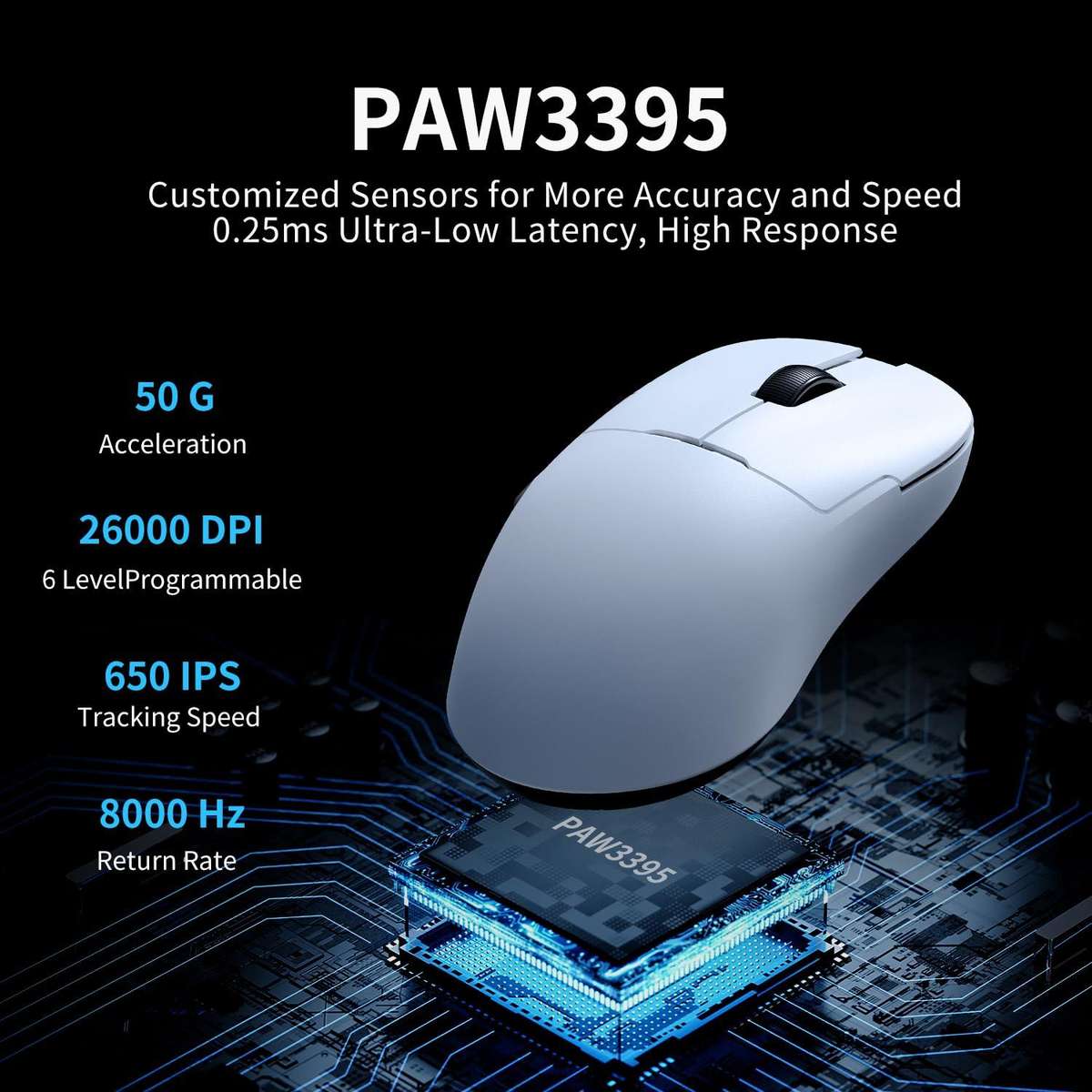 Ajazz AJ159PRO Wired / 2.4G / Bluetooth Tri-mode Gaming Mouse With Magnetic Charging Base(White)