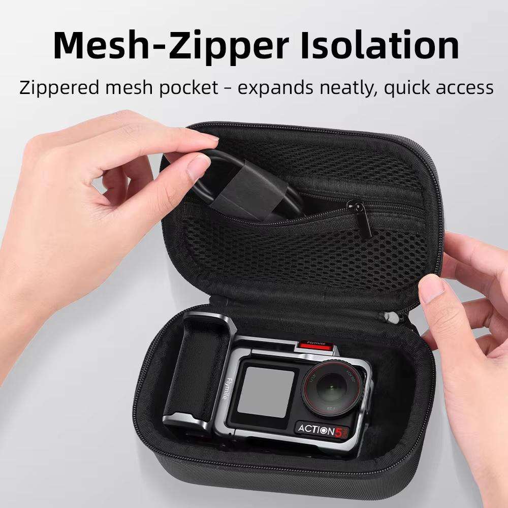 Flymile Carrying Case For DJI Osmo Action 5 Pro/4/3 Grip Cage Version Portable Handdbag(Black)