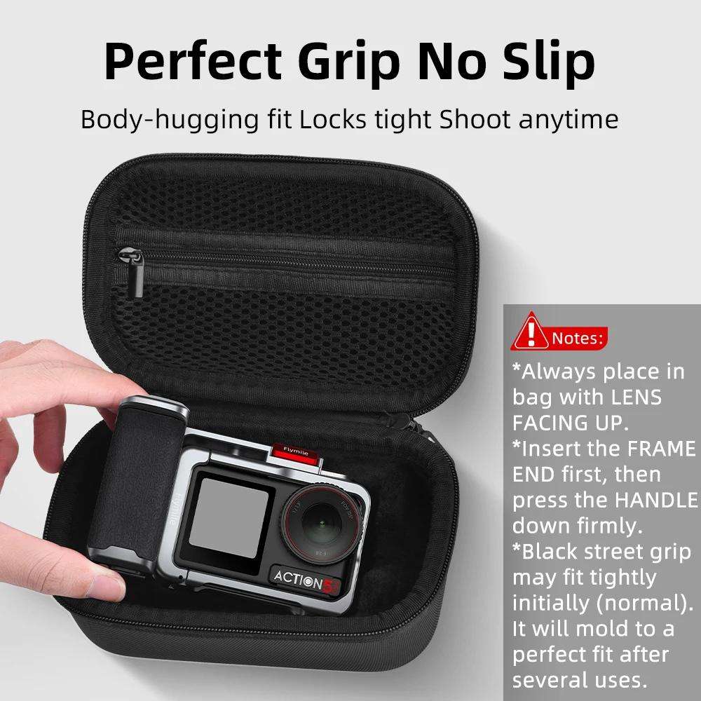 Flymile Carrying Case For DJI Osmo Action 5 Pro/4/3 Grip Cage Version Portable Handdbag(Black)