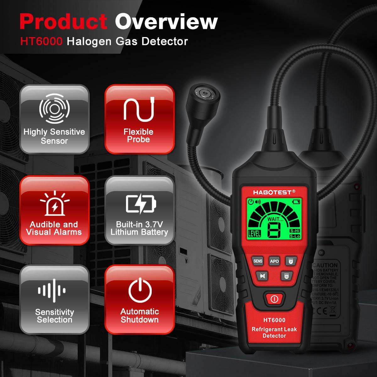 HABOTEST Car Air Conditioning Freon Refrigerant Leak Tester