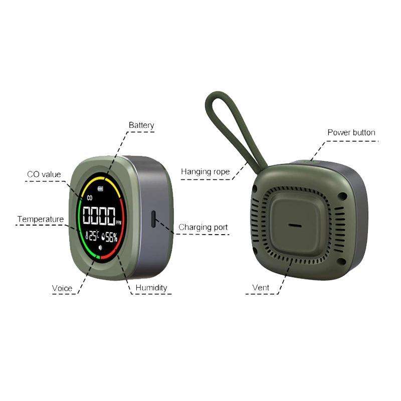 K5A 3 In1 Carbon Monoxide Temperature Humidity Detector Outdoor Portable CO Detection Alarm