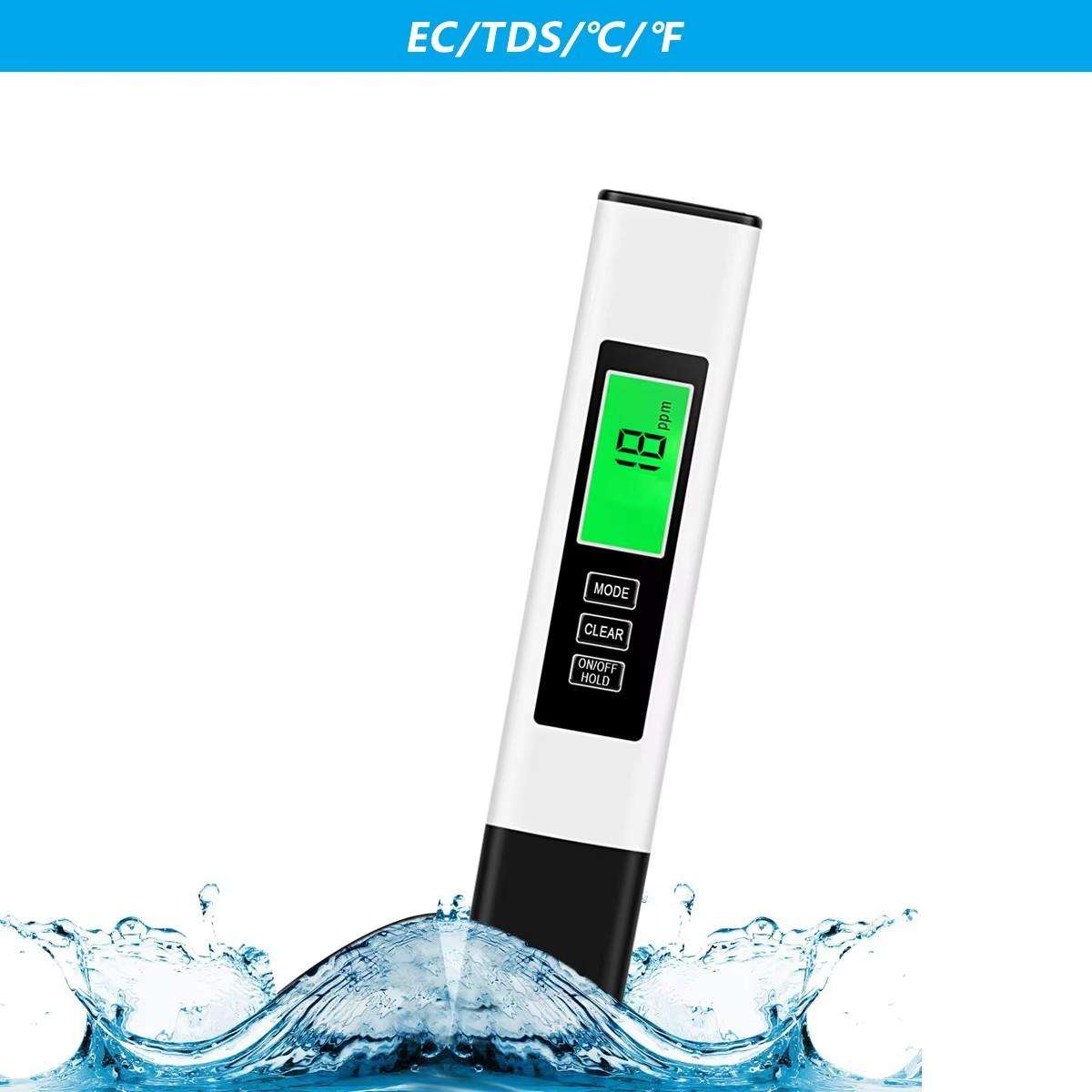 Dual-Color Smart Backlight Water Quality Tester Pen 3-in-1 TDS Meter Conductivity & Temperature Dete