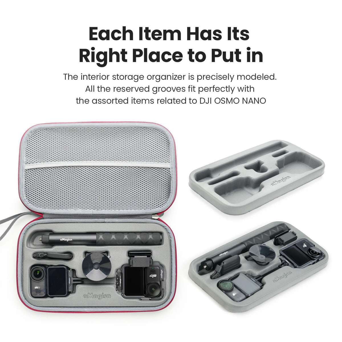 For DJI Osmo Nano aMagisn Medium Hard Shell Carrying Case with Removable Foam Insert(Gray)
