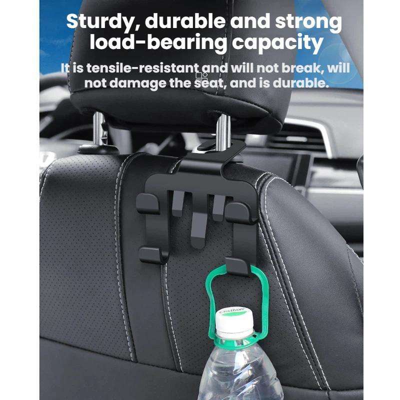 4pcs Multi-functional Car Seat Back Hook Phone Holder(Black)
