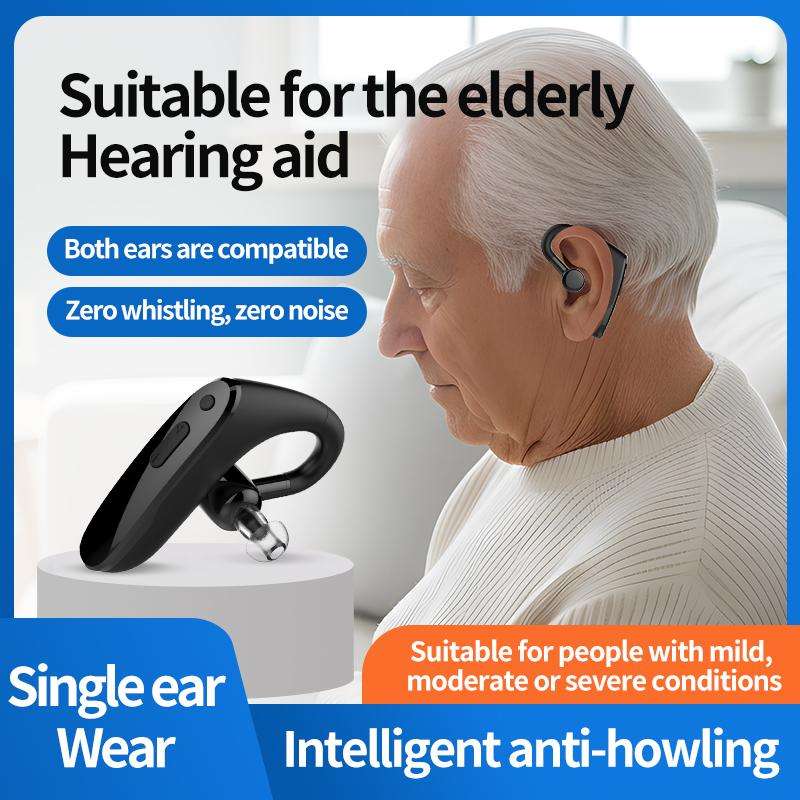 32-channel Dual Intelligent Noise Reduction Hearing Aid Wireless Bluetooth Earphone(Black)