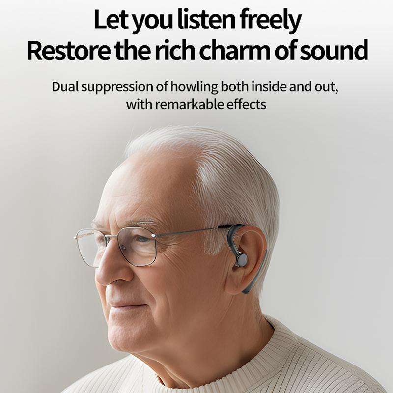 32-channel Dual Intelligent Noise Reduction Hearing Aid Wireless Bluetooth Earphone(Black)