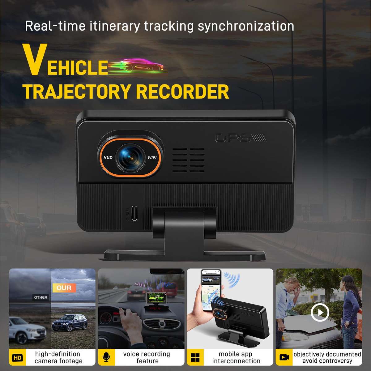 5 Inch 1080P Car Camera With WIFI HUD Display Car DVRs