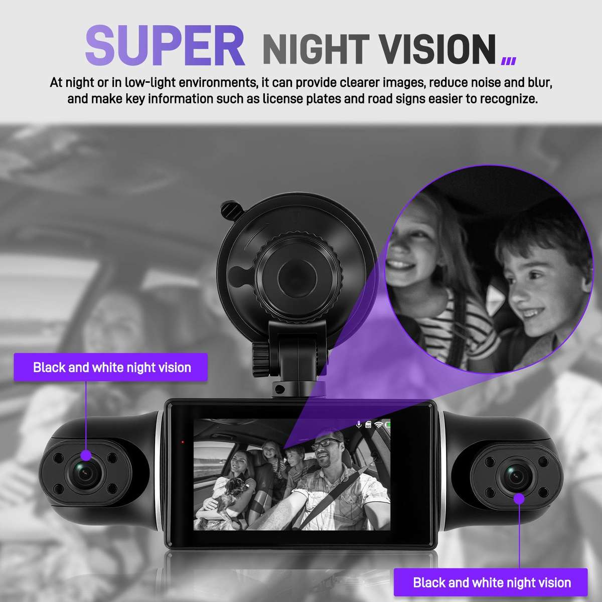 3 Inch 2K Car DVR Camera WIFi Quad Record HD Car Recorder With 1080P Gravity Sensor