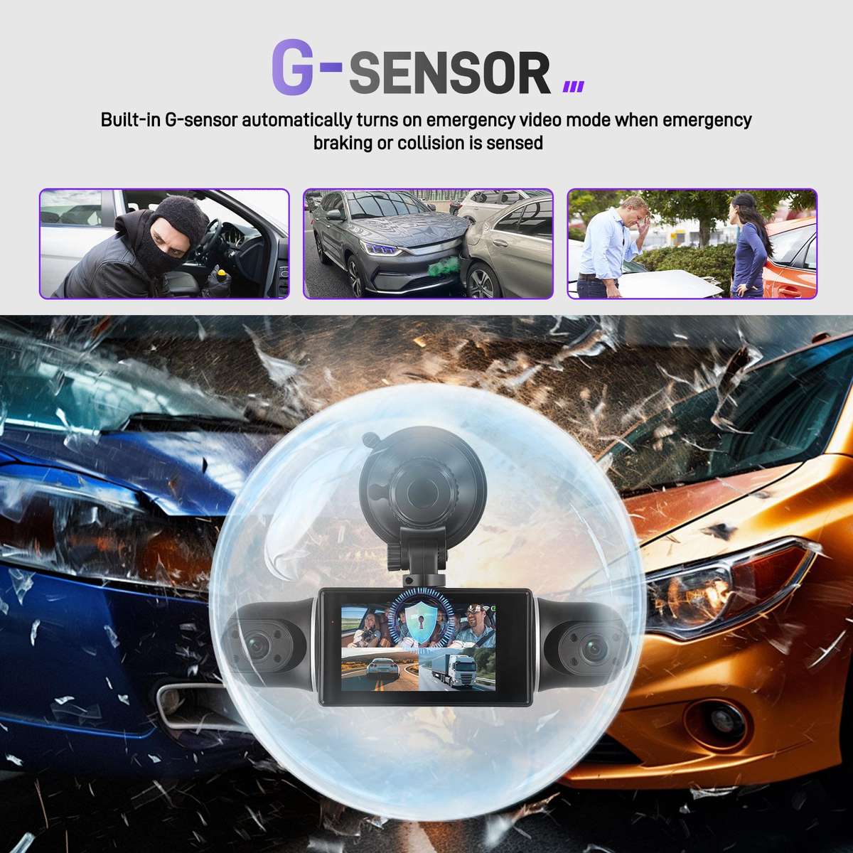 3 Inch 2K Car DVR Camera WIFi Quad Record HD Car Recorder With 1080P Gravity Sensor