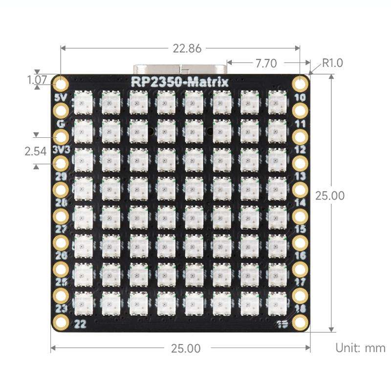 WAVESHARE RP2350 Matrix Microcontroller Development Board Dual Core Dual Architecture Six-Axis Senso