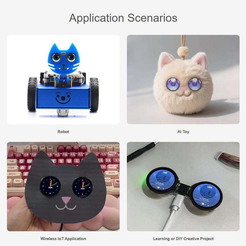 WAVESHARE ESP32-S3 Double Eye 1.28 Inch Round LCD AIoT Development Board, Supports Wi-Fi / Bluetooth