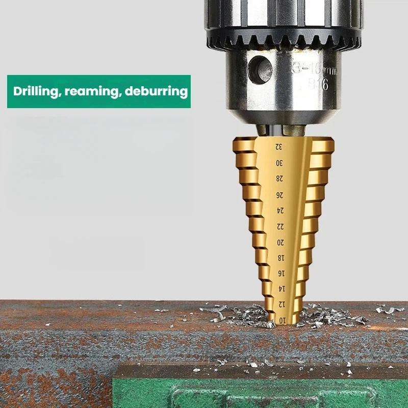6-in-1 Step Drill Bit Set 4-12/4-20/4-32mm Unibit 3/6/8mm Hole Saws for Metal Wood Plastic(White)