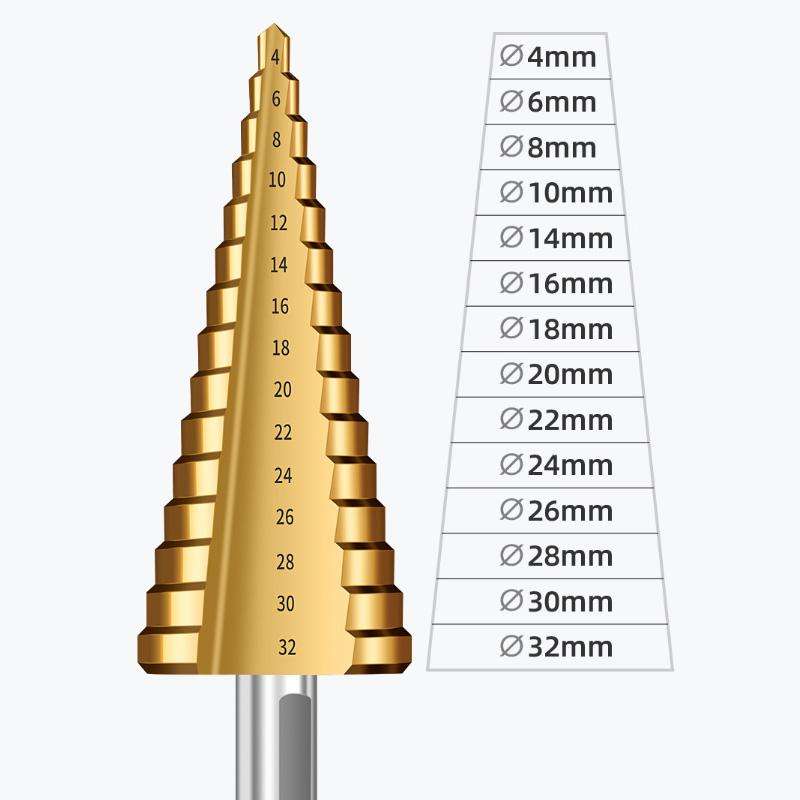 6-in-1 Step Drill Bit Set 4-12/4-20/4-32mm Unibit 3/6/8mm Hole Saws for Metal Wood Plastic(White)