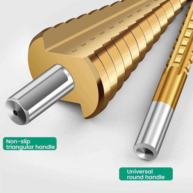 6-in-1 Step Drill Bit Set 4-12/4-20/4-32mm Unibit 3/6/8mm Hole Saws for Metal Wood Plastic(White)