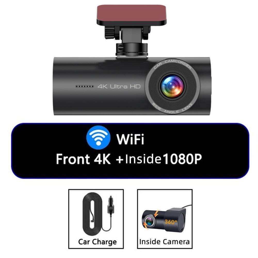 4K Smartphone Connected WiFi High-Definition Dual-Recording Car Dash Cam, Specification: Front+Insid
