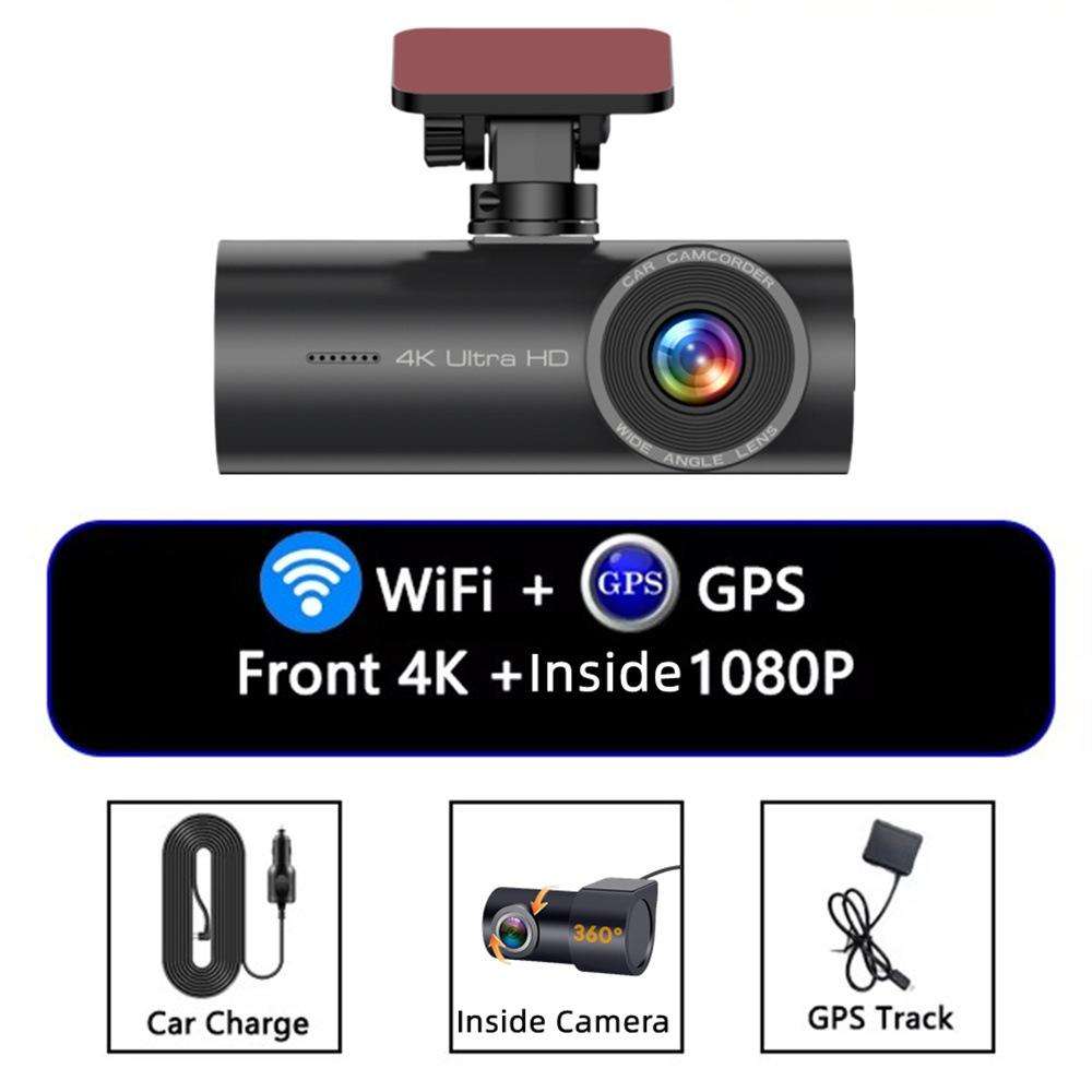 4K Smartphone Connected WiFi High-Definition Dual-Recording Car Dash Cam, Specification: Front+Insid