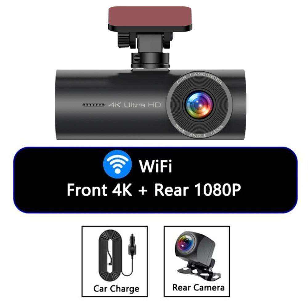4K Smartphone Connected WiFi High-Definition Dual-Recording Car Dash Cam, Specification: Front+Rear