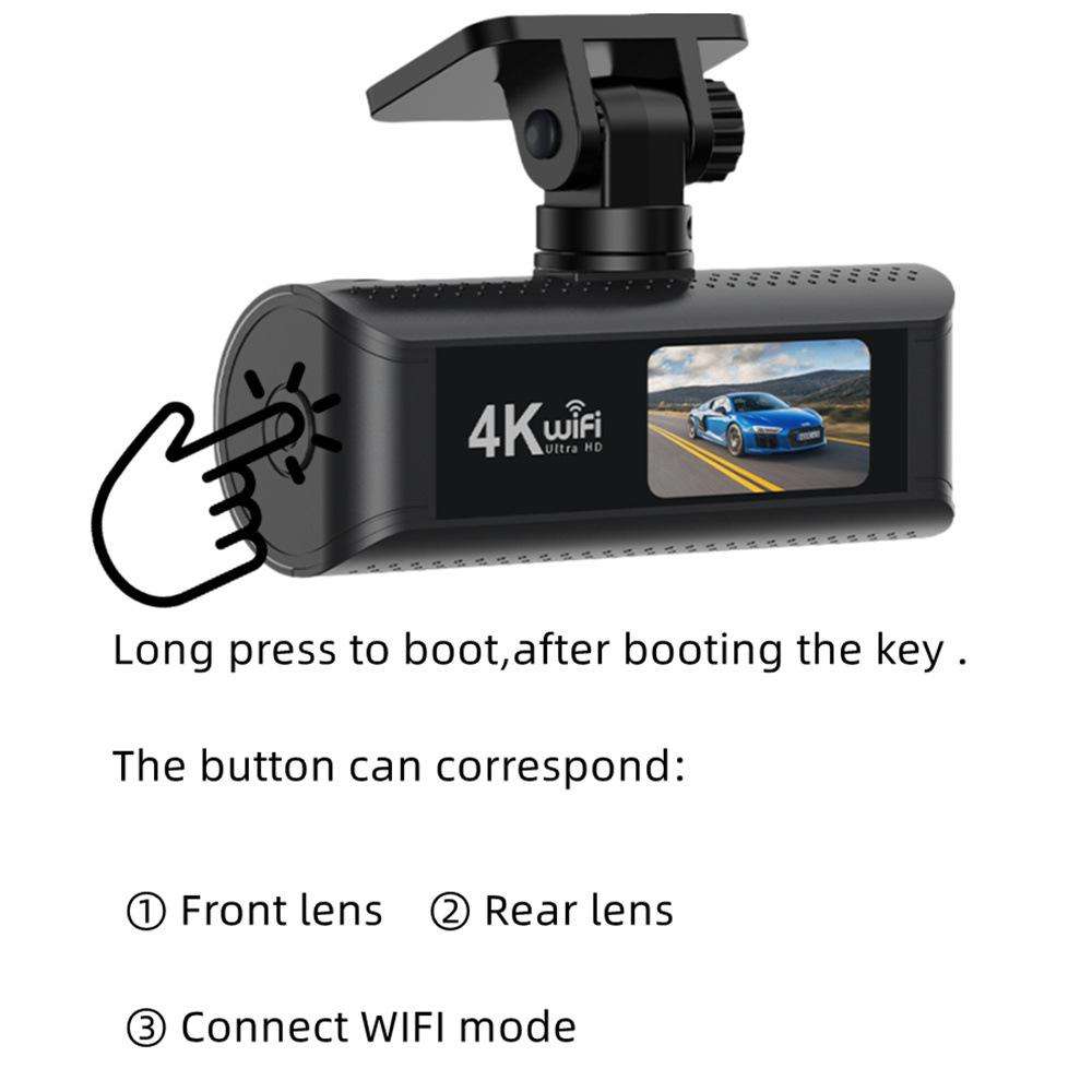 4K Smartphone Connected WiFi High-Definition Dual-Recording Car Dash Cam, Specification: Front+Rear