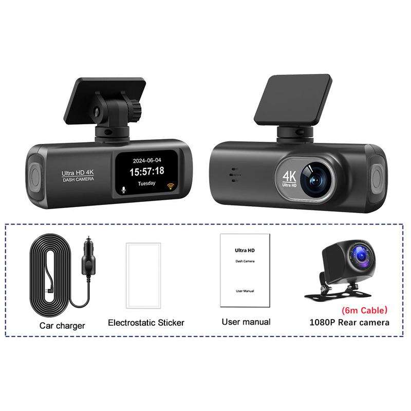 4K Dual Recording WiFi Smartphone Connected Car Dash Cam, Specification: Front+Rear