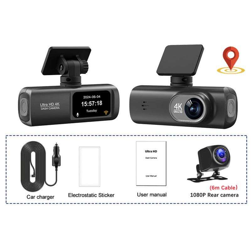 4K Dual Recording WiFi Smartphone Connected Car Dash Cam, Specification: Front+Rear+GPS Track