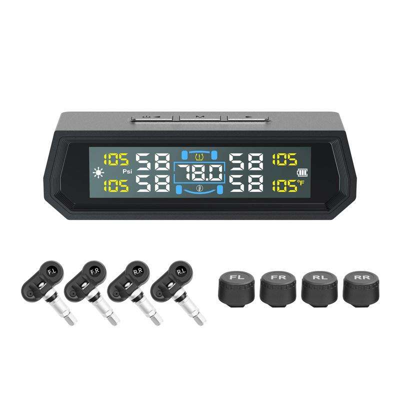 Solar-Powered Ambient Temperature Tire Pressure Monitor, Version: English(External)