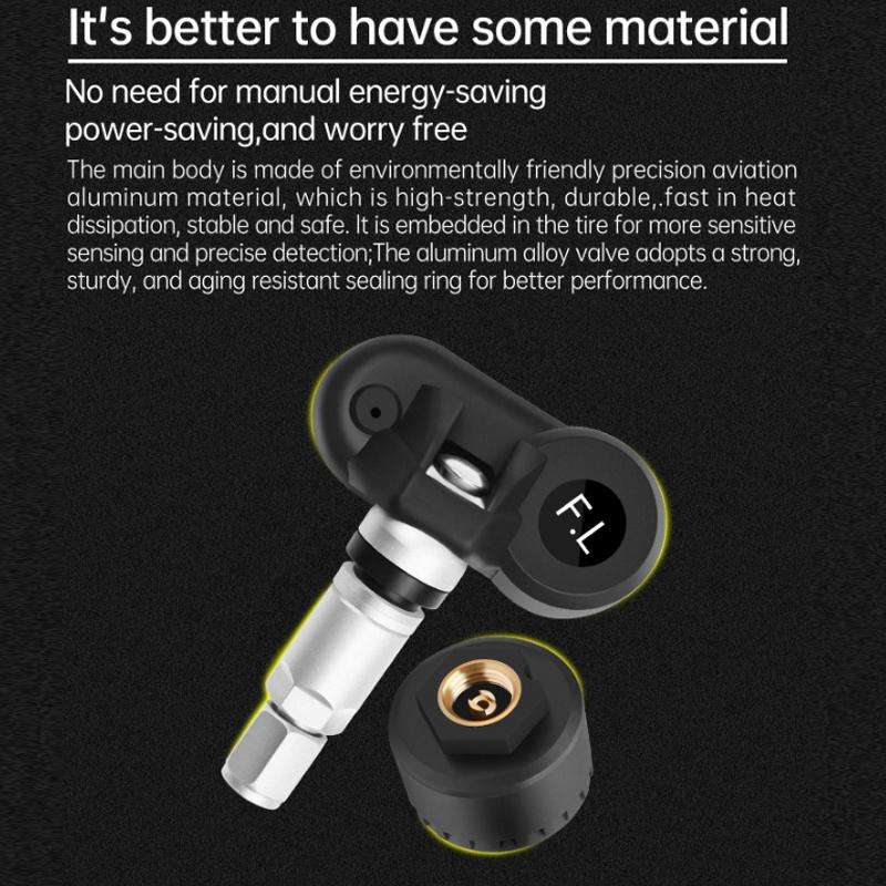 Solar-Powered Ambient Temperature Tire Pressure Monitor, Version: English(External)