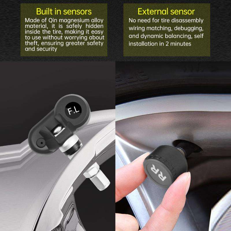 Solar-Powered Ambient Temperature Tire Pressure Monitor, Version: English(External)