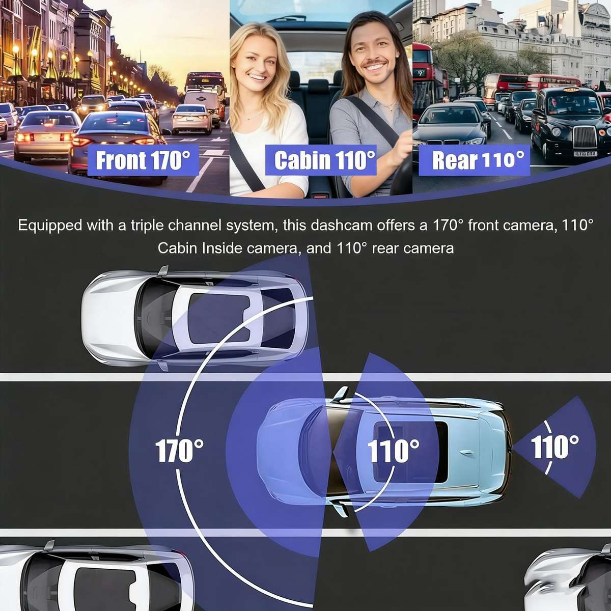 3.16-inch HD 1080P Infrared Night Vision Car DVR, Specification: Front + Interior (No Wi-Fi)