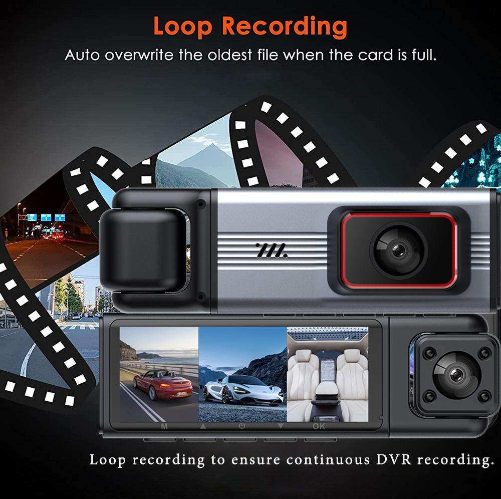 3.16-inch HD 1080P Infrared Night Vision Car DVR, Specification: Front + Interior (No Wi-Fi)