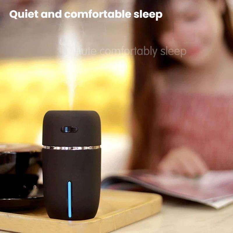 Mini USB Humidifier With Night Light Car Portable Home Office Large Fog Humidifier(Black)