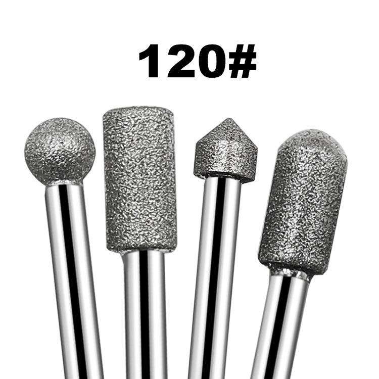 20pcs /Pack 6mm Shank Diamond Grinding Heads Jade Carving Tools Grinding Needles Diamond Grinding Ro