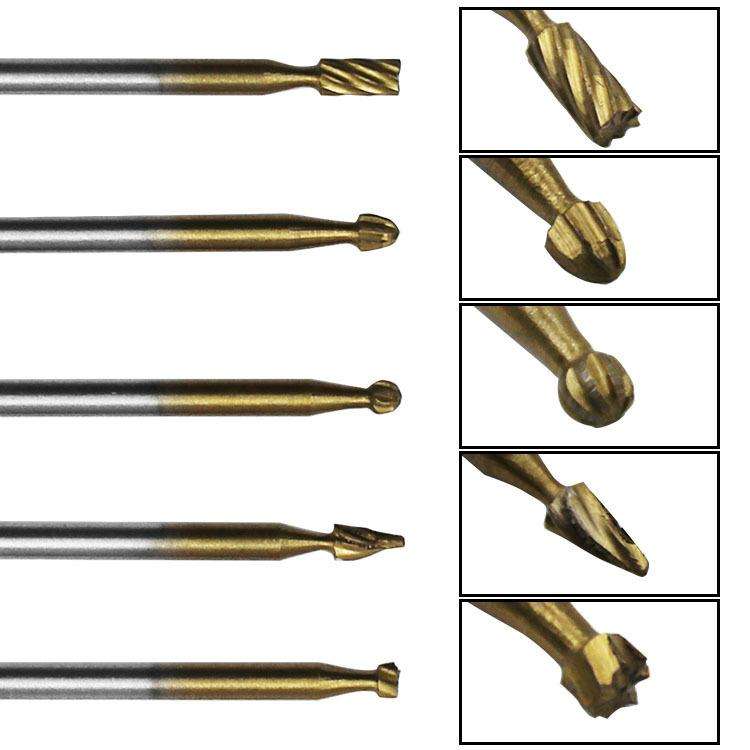 10pcs HSS Titanium Plated Rotary File Woodworking Milling Cutter Wood Carving Cutter