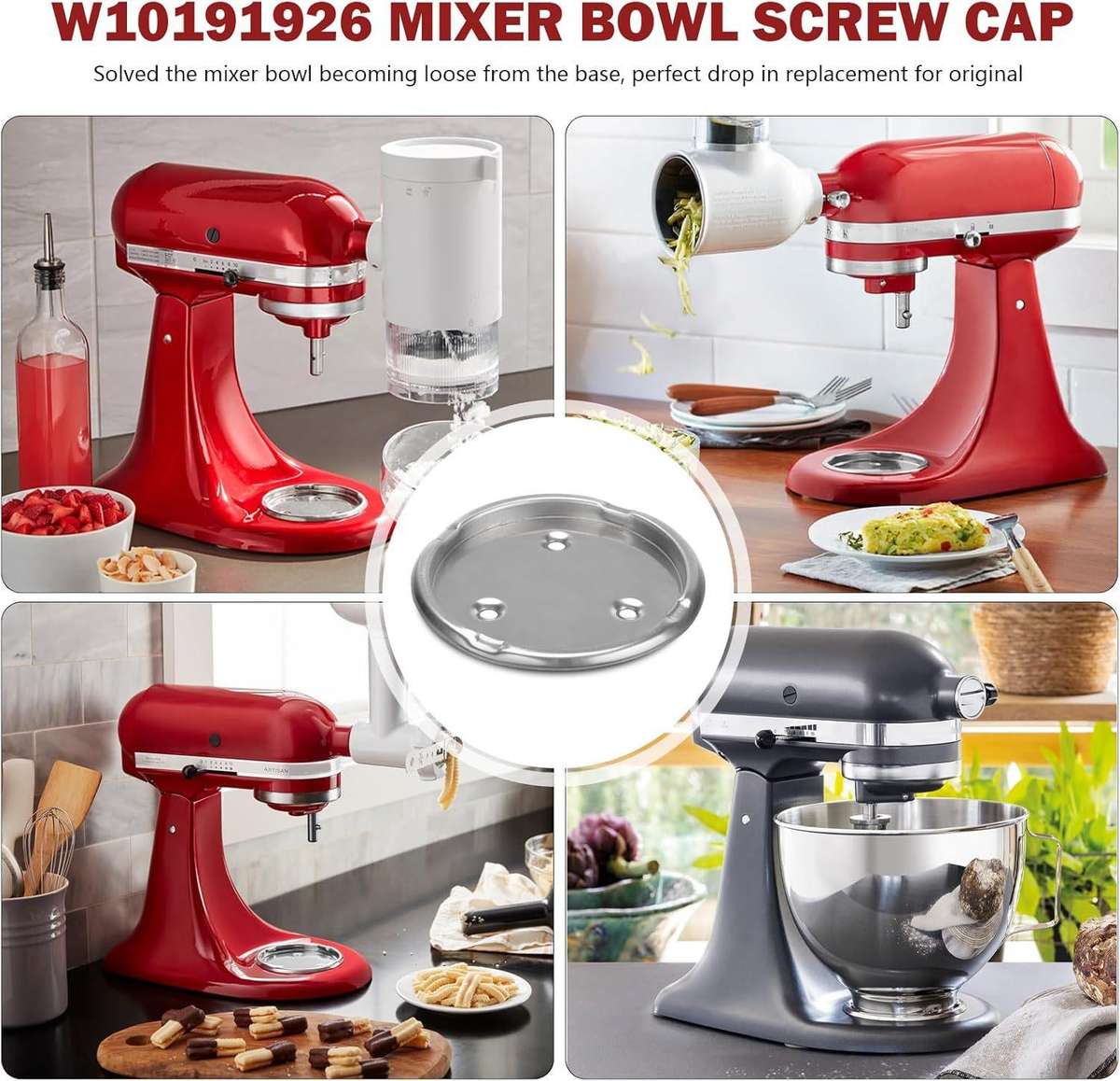 W10191926 Mixer Bowl Screw Cap Replacement For KitchenAid, Whirlpool, Kenmore ... (Natural Color)