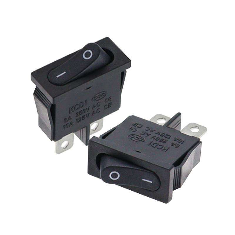 KCD1-110 10pcs Slim Flat Rocker Switch 2-Pin 2-Position Instrument Switch(Black)