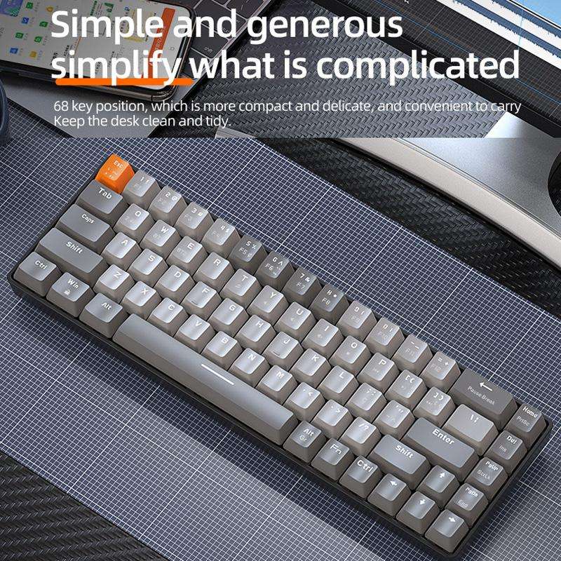 ZIYOULANG K68 Bluetooth / Wired Dual-Mode Portuguese Mechanical Keyboard(Microglow Red Switch)