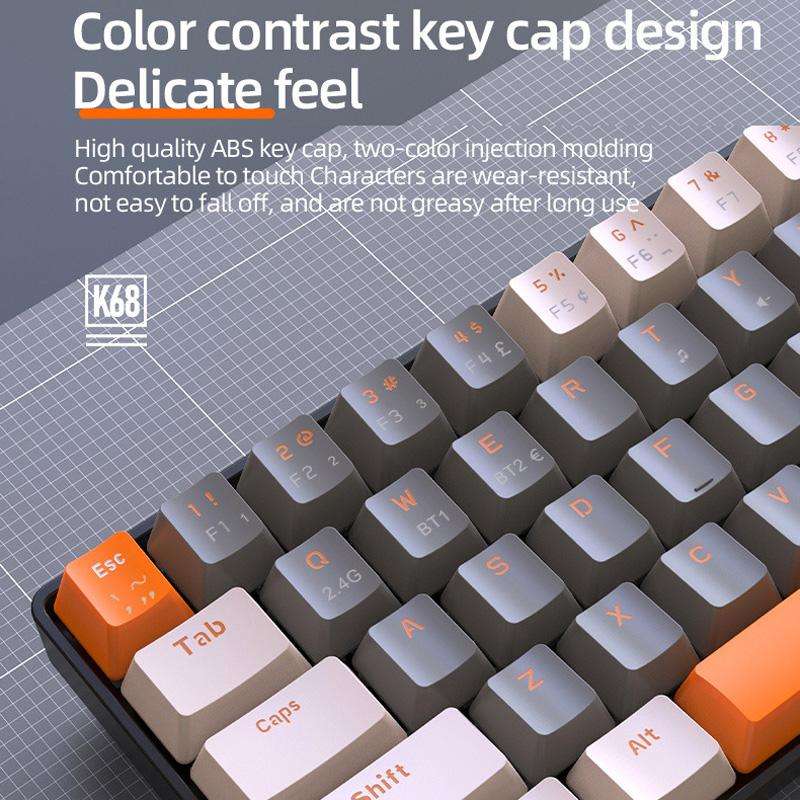 ZIYOULANG K68 Bluetooth / Wired Dual-Mode Portuguese Mechanical Keyboard(Microglow Red Switch)