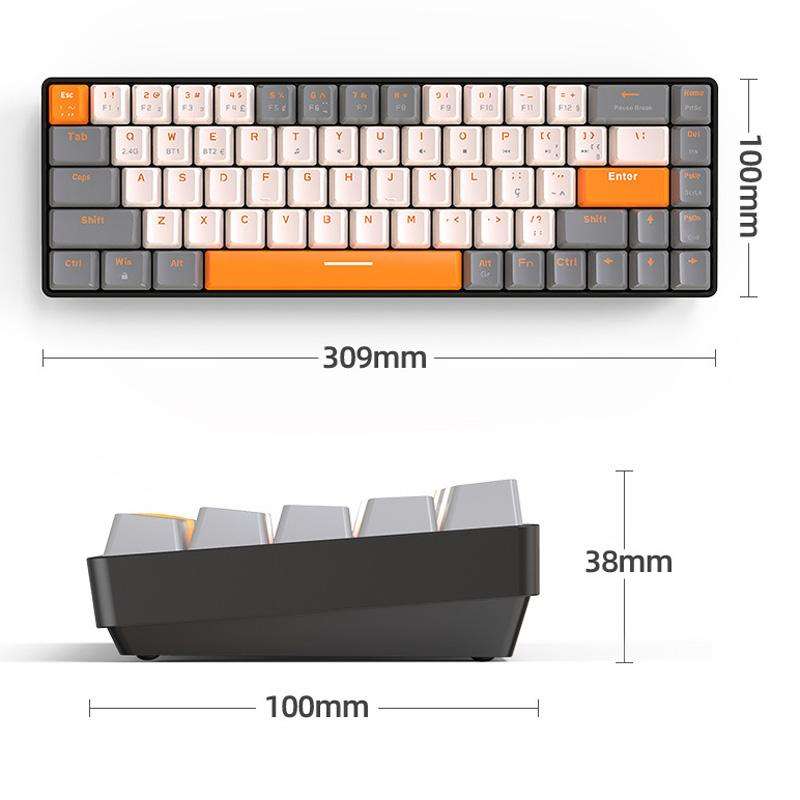 ZIYOULANG K68 Bluetooth / Wired Dual-Mode Portuguese Mechanical Keyboard(Microglow Red Switch)