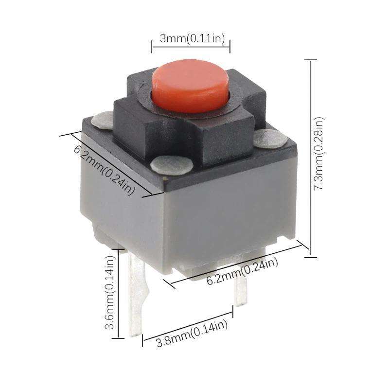10pcs Silent Tactile Switch 2-Pin Button For Mouse, Size: 6 x 6 x 7.3mm