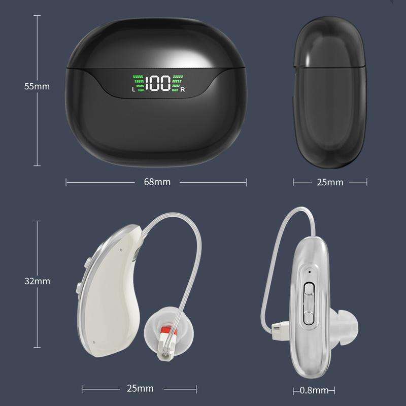 16-Channel Open Fit Behind-The-Ear Hearing Aids Dual Devices With Magnetic Digital Display Charging