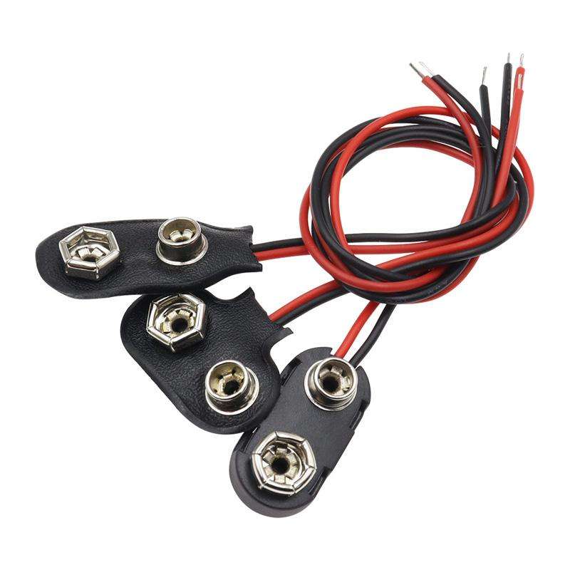 10pcs 9V Battery Clip With Wires Battery Holder Case, Spec: Type T With DC Plug