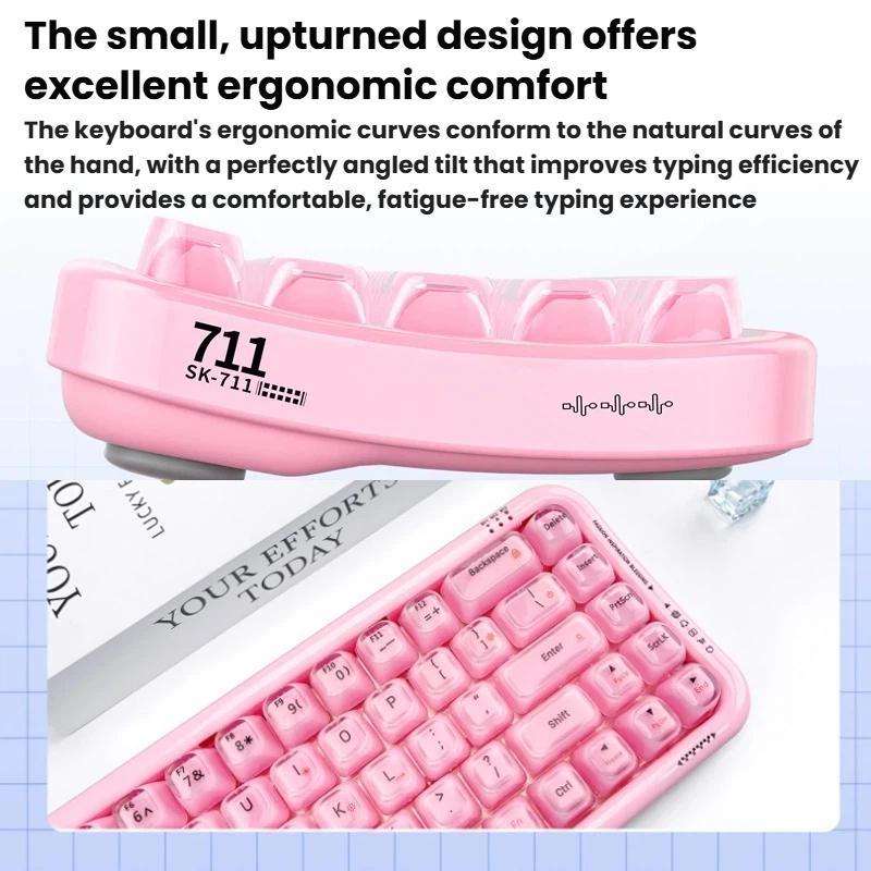 MOFii 711 Pearl Semi-Transparent Triple-Mode Bluetooth RGB Backlit Wireless Keyboard(White)