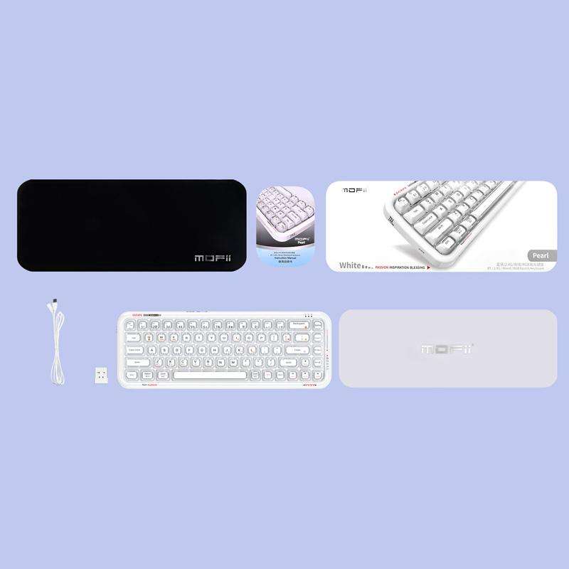 MOFii 711 Pearl Semi-Transparent Triple-Mode Bluetooth RGB Backlit Wireless Keyboard(White)