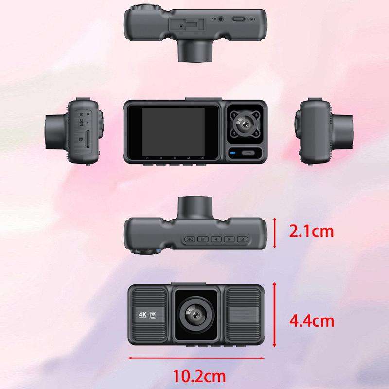 2-Inch WIFI Mobile Phone Playback 4K HD Night Vision Dashcam, Specification: Front+Interior