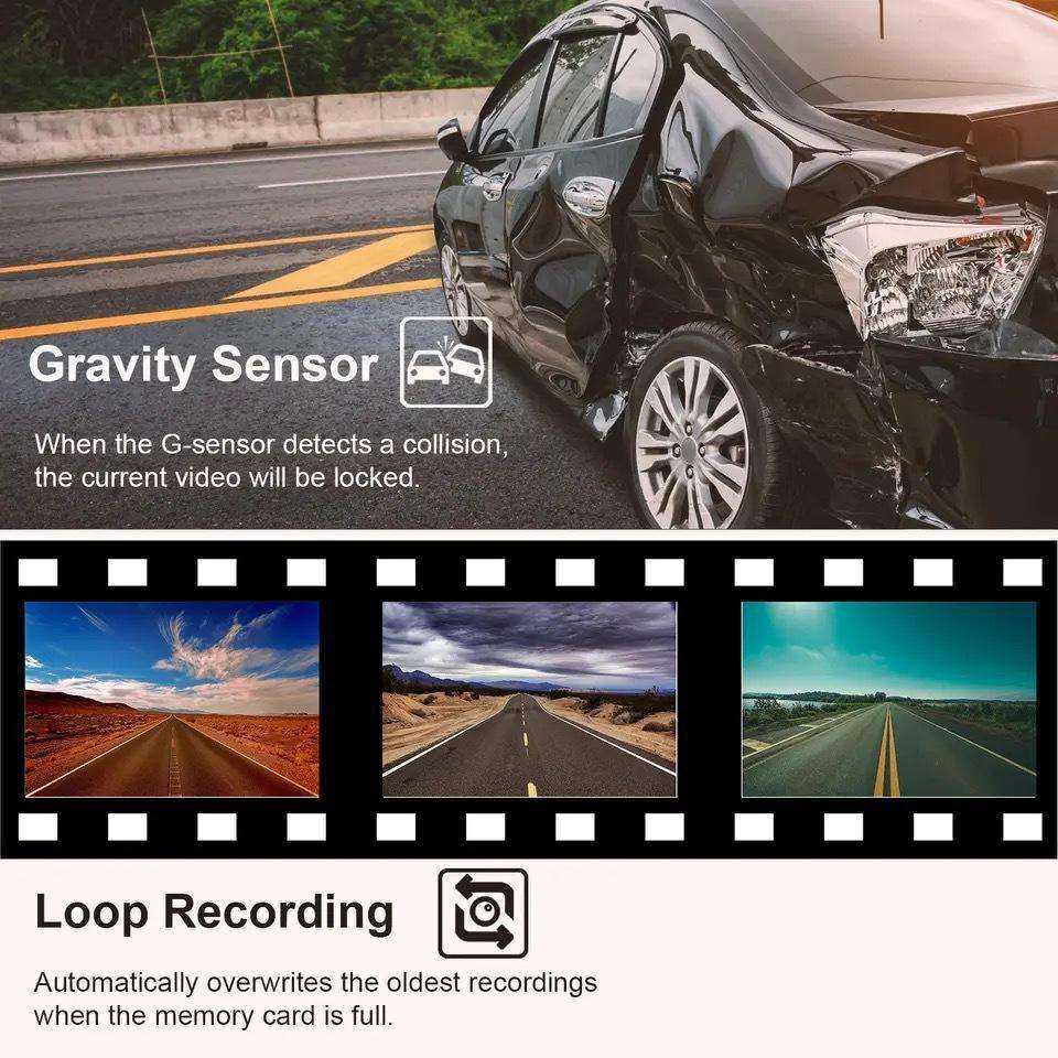 2-Inch WIFI Mobile Phone Playback 4K HD Night Vision Dashcam, Specification: Front+Interior